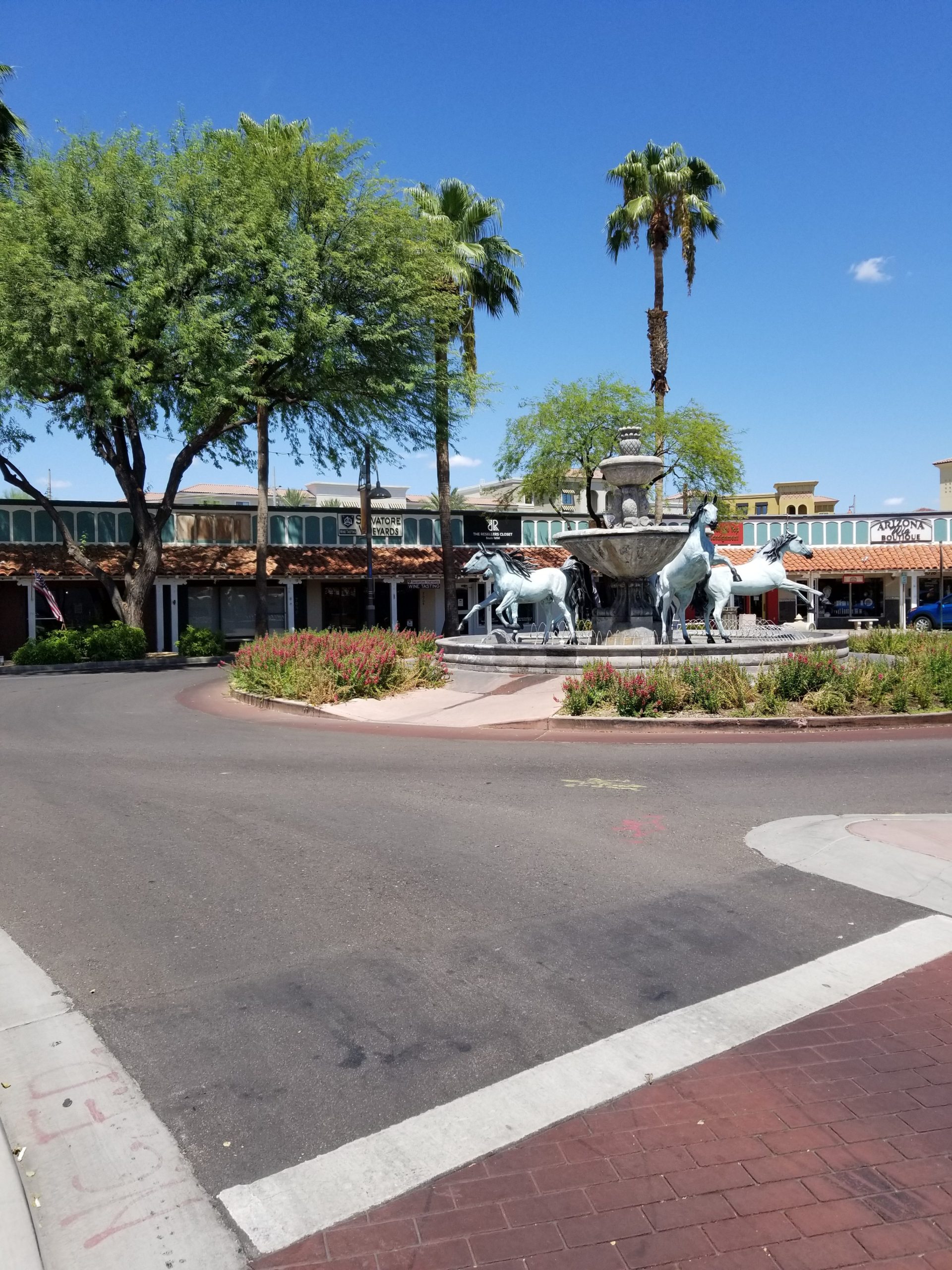 Bronze Horse Fountain outside Salvatore