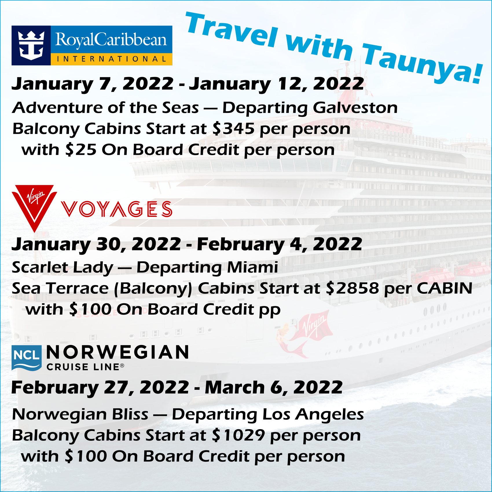 Travel With Taunya Cruising Winter 2021